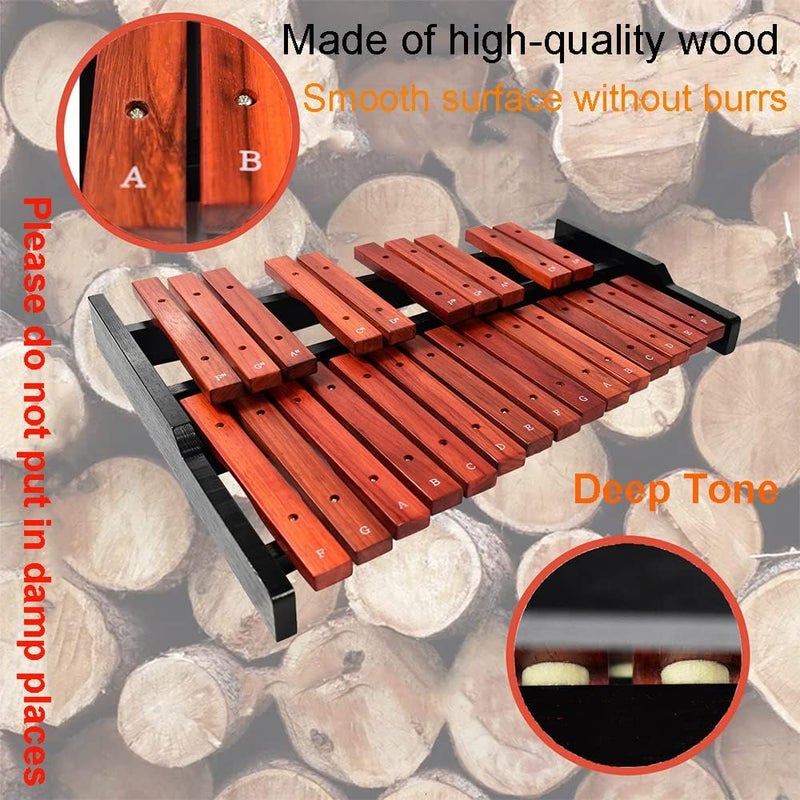 ENNBOM 25 Key Wooden Glockenspiel Portable Xylophone Professional Percussion Instrument with Mallets and Carrying Bag - Image 5
